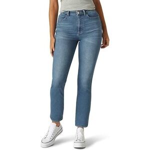 087) Lee Denim Jeans Womens 10 Blue Relaxed Fit Straight Leg Ankle Anchor New